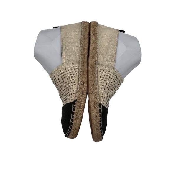 Rebecca Minkoff Tan Black Espadrille Studded Cap Toe Flats Size 7 1/2 Women’s - Picture 8 of 10